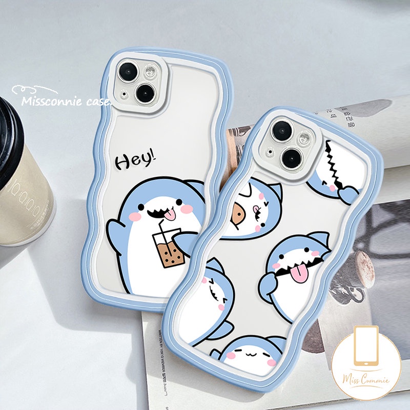 Soft Tpu Case Infinix Smart5 4 6 Plus Hot10 10s 9 12i 20s 10Lite 8 12Pro 20 11s Hot 10 9 12 11 Play Note 10Pro 12 G96 12Pro Lucu Kartun Hiu Teh Susu Bergelombang Penutup Tepi