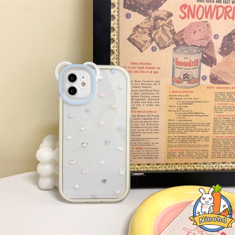 IPHONE Casing Kompatibel Untuk Iphone13 12 11 Pro Max X Xr Xs Max SE 2020 8 7 6 6s Plus Lensa Casing Ponsel Kartun Transparan Sederhana Full Cover Soft Shell Shockproof Bumper Cover Pelindung