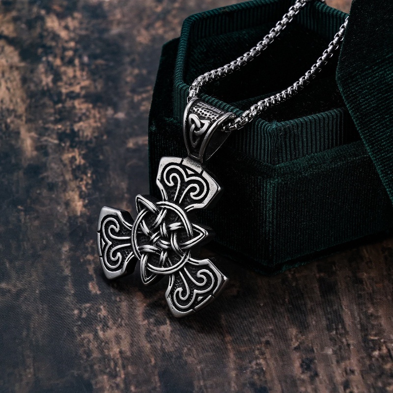 [Z H Perhiasan] Vintage Nordic Viking Punk Celtic Liontin Pria Dan Wanita Fashion Stainless Steel Kalung Hip Hop Pesta Perhiasan Aksesoris