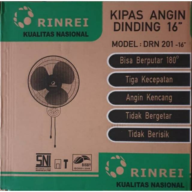 Kipas Angin Dinding 16 inch / Wall Fan Rinrei DRN201 (Lampu malam)