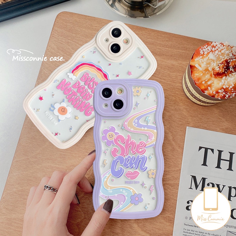 Infinix Smart6 Plus 54 Hot 9 8 11 10T 10play 12 Pro Hot 10s 11s 12i 20 11s NFC 10Lite 20s Note8 12 G96 10Pro 12Pro 12 2023 Colorful Rainbow Huruf Inggris Wavy Edge Soft Case