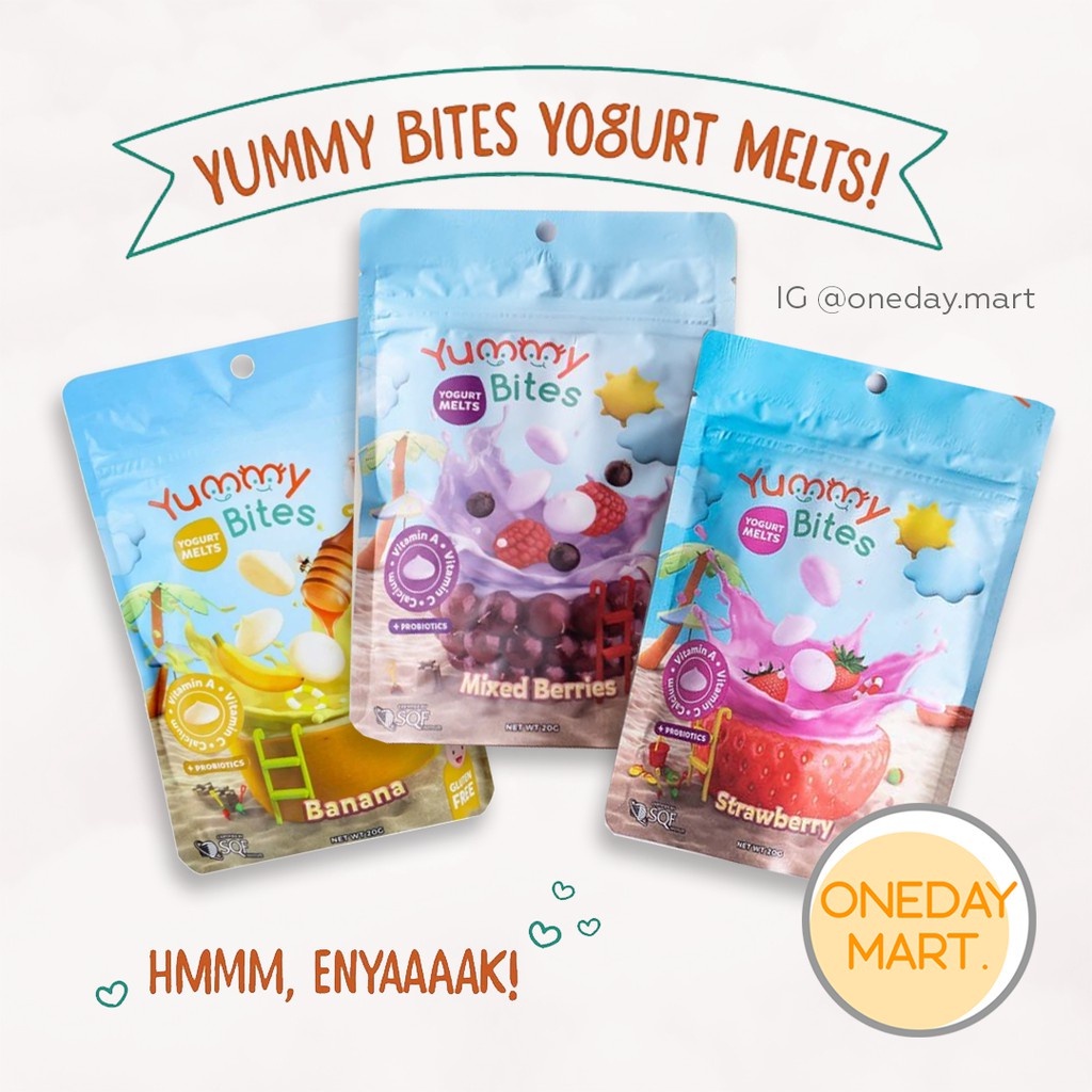 Yummy Bites Yogurt Melts 20gr / YummyBites Yogurt anak bayi Sehat / Cemilan Yogurt Bayi Anak Yummy Bites