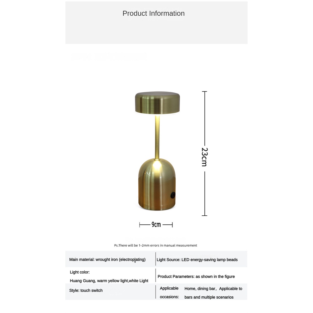 Lampu Meja Peredupan Tiga Warna Tanpa Kabel, Lampu Meja Peredupan Sentuh, Lampu Meja Isi Ulang untuk Restoran, Kamar Tidur, Lampu Dekoratif Rumah