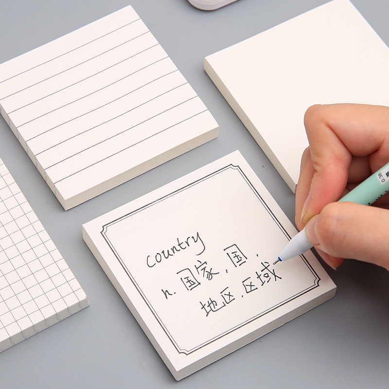 80 Lembar Sederhana Persegi Sticky Notes Mahasiswa Portable Mini Blank Kraft Paper Memo Pad