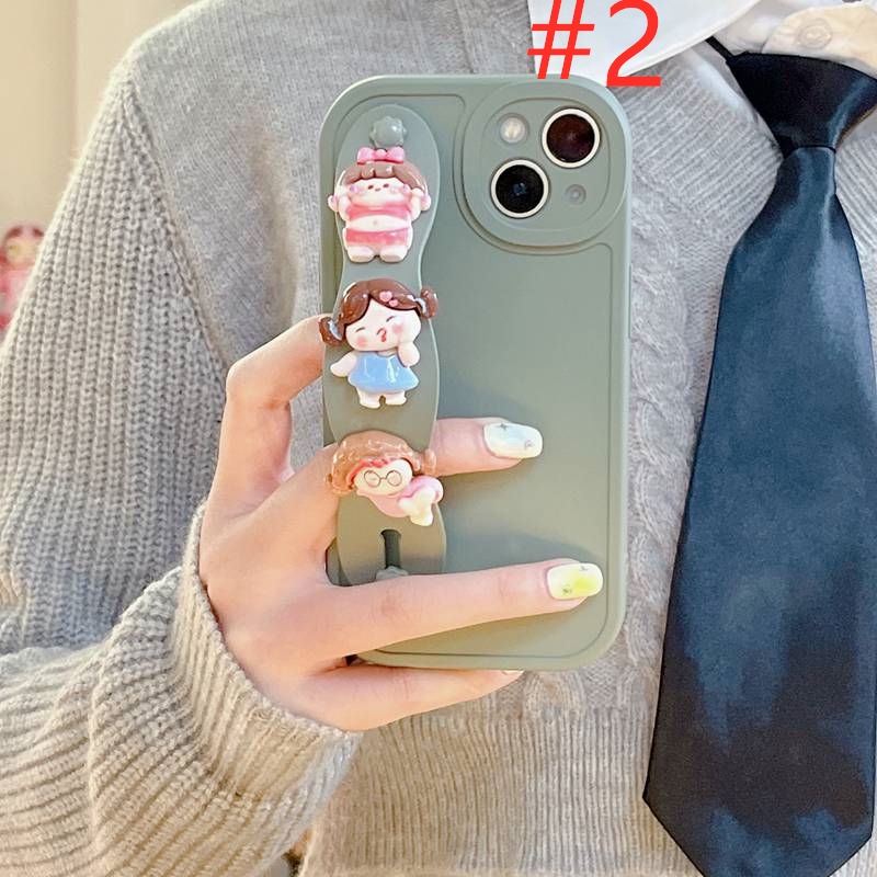 IPHONE Gelang Boneka Lovely Girl Support Soft Case HP iP Iphone6 6S 7 8 14+Plus SE 2020 X XS XR 11 12 13 Pro Max Woman FTD Casing Apple