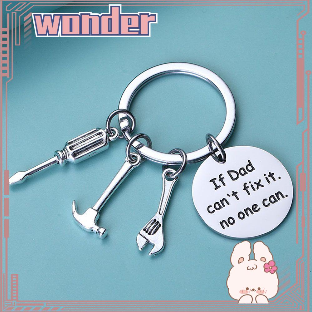 Wonder Dad Keychain Souvenir Tangan Stainless Steel Gantungan Kunci Bapak Hand Tools Keyring