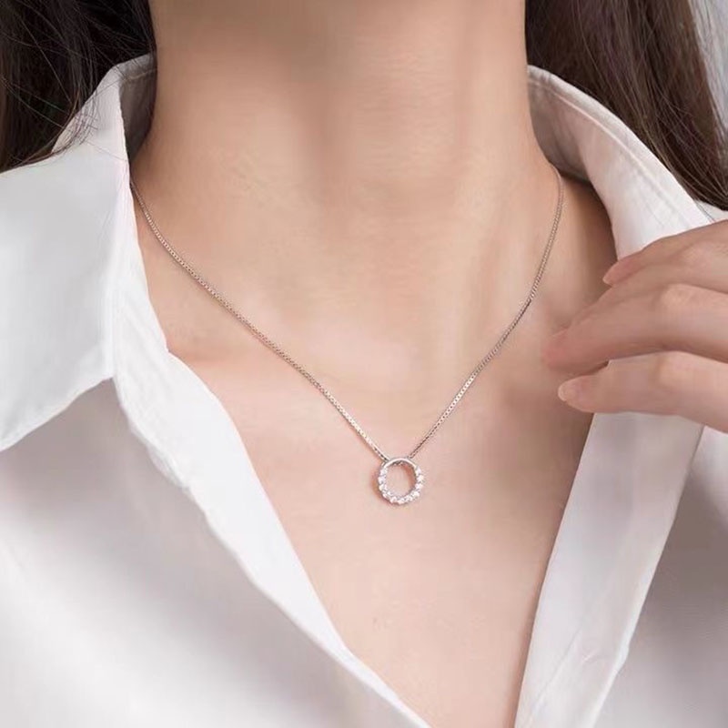 Kalung Berlian Imitasi Bulat Geometris Bahan Alloy Korea Untuk Anak Perempuan