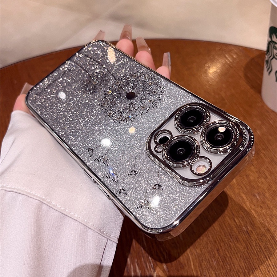 Casing Aesthetic Mewah iPhone 14 Pro Max Case Iphone12 13 Pro Max Case14 Plus 11 Pro Max Case Diamond Kamera Cakupan Penuh Berlapis TPU Perlindungan Shock Lembut Penutup Belakang