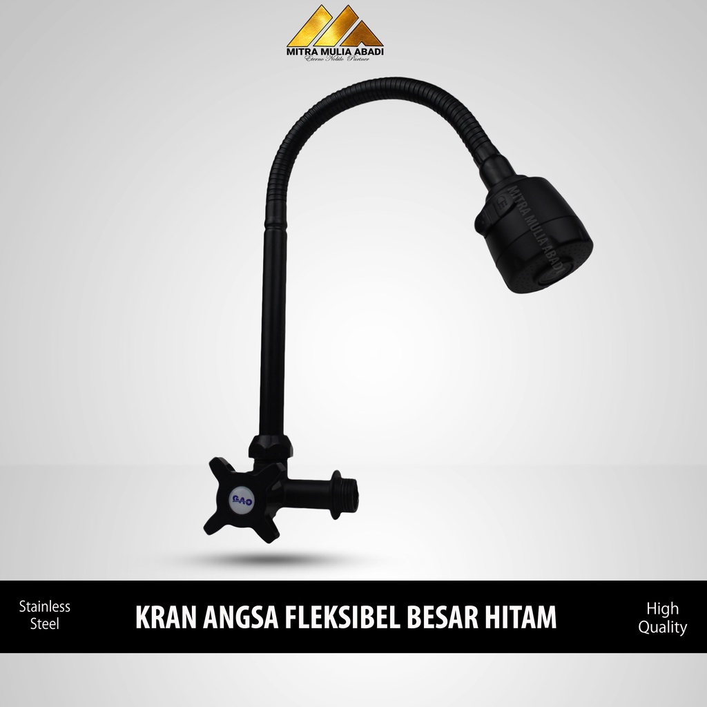 Keran / Kran Angsa Hitam Flexible Besar / Keran Stainless Hitam Dop