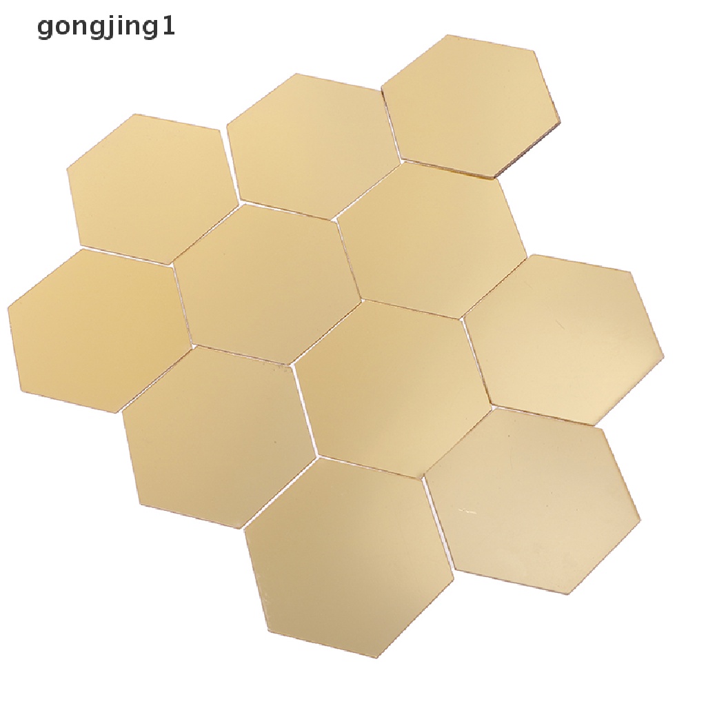 Ggg 12Pcs Bingkai Hexagonal Cermin Stereoskopik Stiker Dinding Dekorasi ID