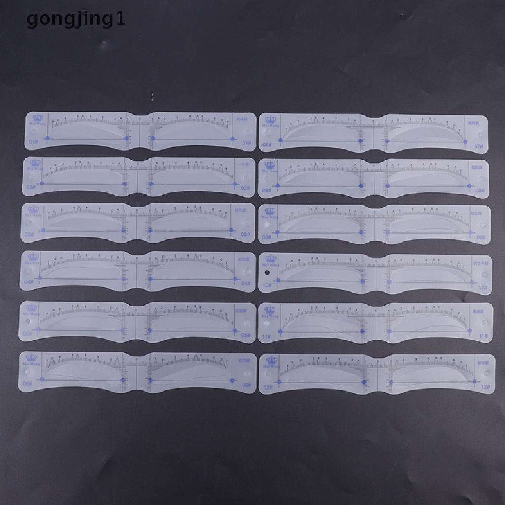 Ggg 12Pcs Gaya Stensil Pembentuk Alis Grooming Shaper Template Alat Makeup ID