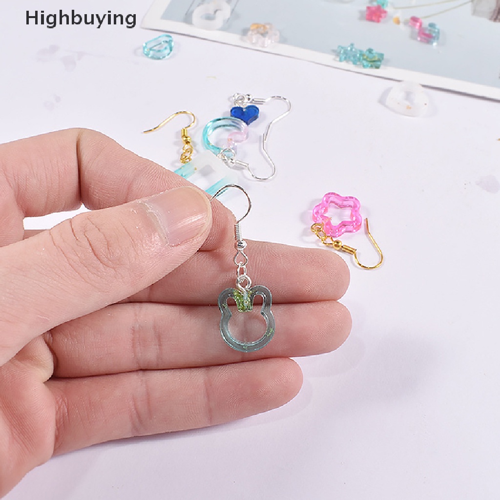 Hbid Cetakan Resin Epoxy DIY Bulan Bintang Kucing Kelinci Kepala Notes Anting Liontin Pasir Hisap Glory