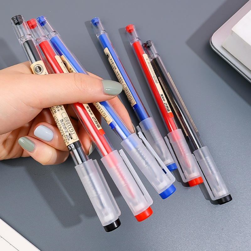 Pulpen Tanda Tangan 0.35/0.5mm Hitam Biru Merah/Bolpoin Tulisan Sederhana/Perlengkapan Alat Tulis Siswa Kantor Sekolah