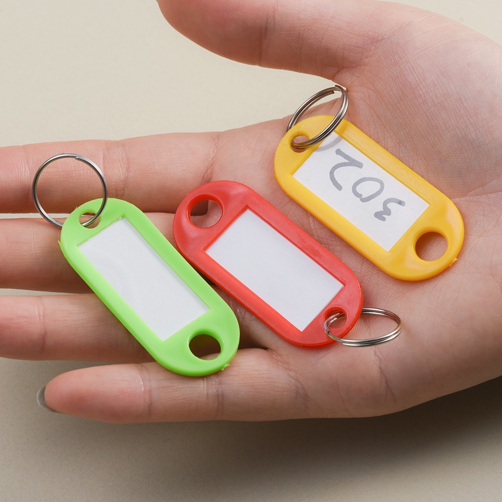 [HOT Sale] Koper Plastik Luggage Tag Nama Gantungan Kunci Dekorasi Liontin Kartu Klasifikasi Nomor Hotel Multicolor Gantungan Kunci Aksesoris Keychain ID Label Split Ring Keychain