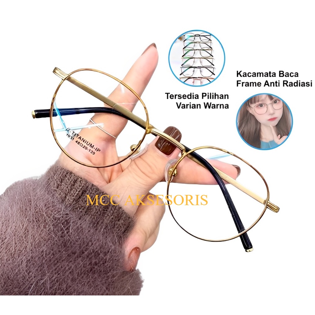 Kacamata Baca Frame Anti Radiasi Metal Gaya Retro Untuk Pria / Wanita