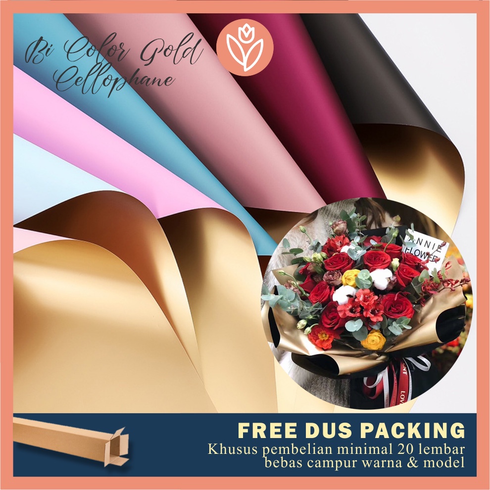 

TULIP PAPERIE ❤ KERTAS BUKET BUNGA BICOLOR GOLD OPP - ECER | CELLOPHANE FLOWER WRAPPING PAPER DUA WARNA EMAS