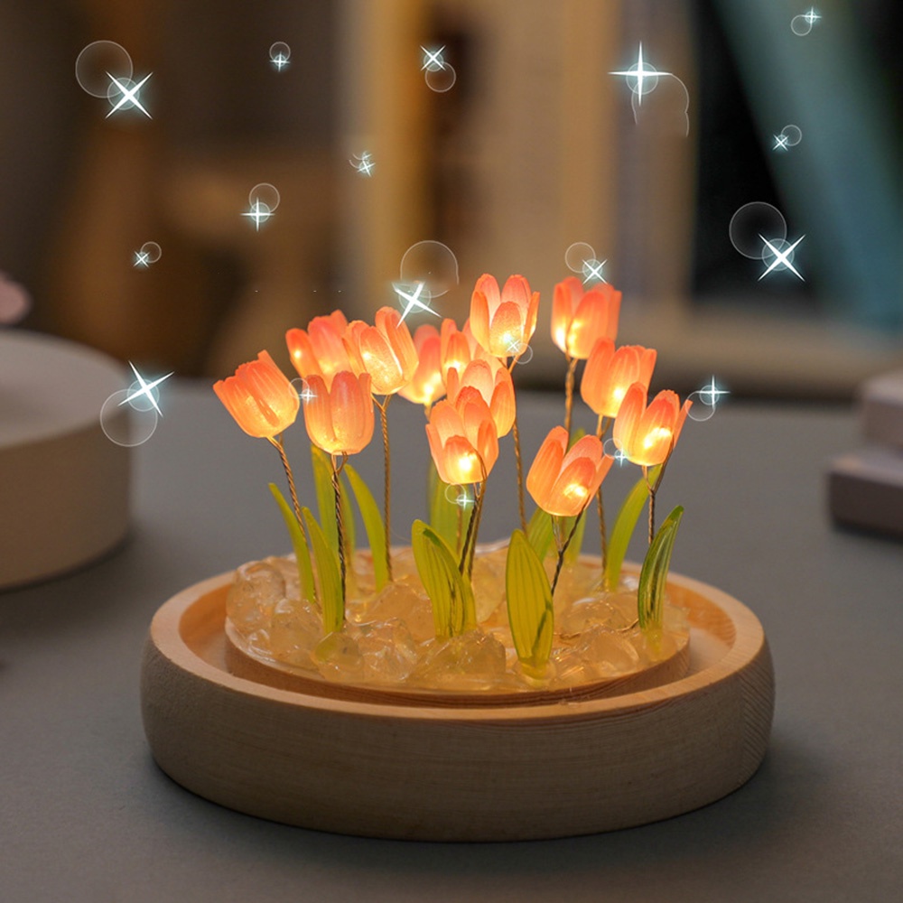 Lampu Malam Tulip Mini Diy Handmade Kreatif Lucu Hadiah Festival Barang Hias Untuk Hari Bulanan