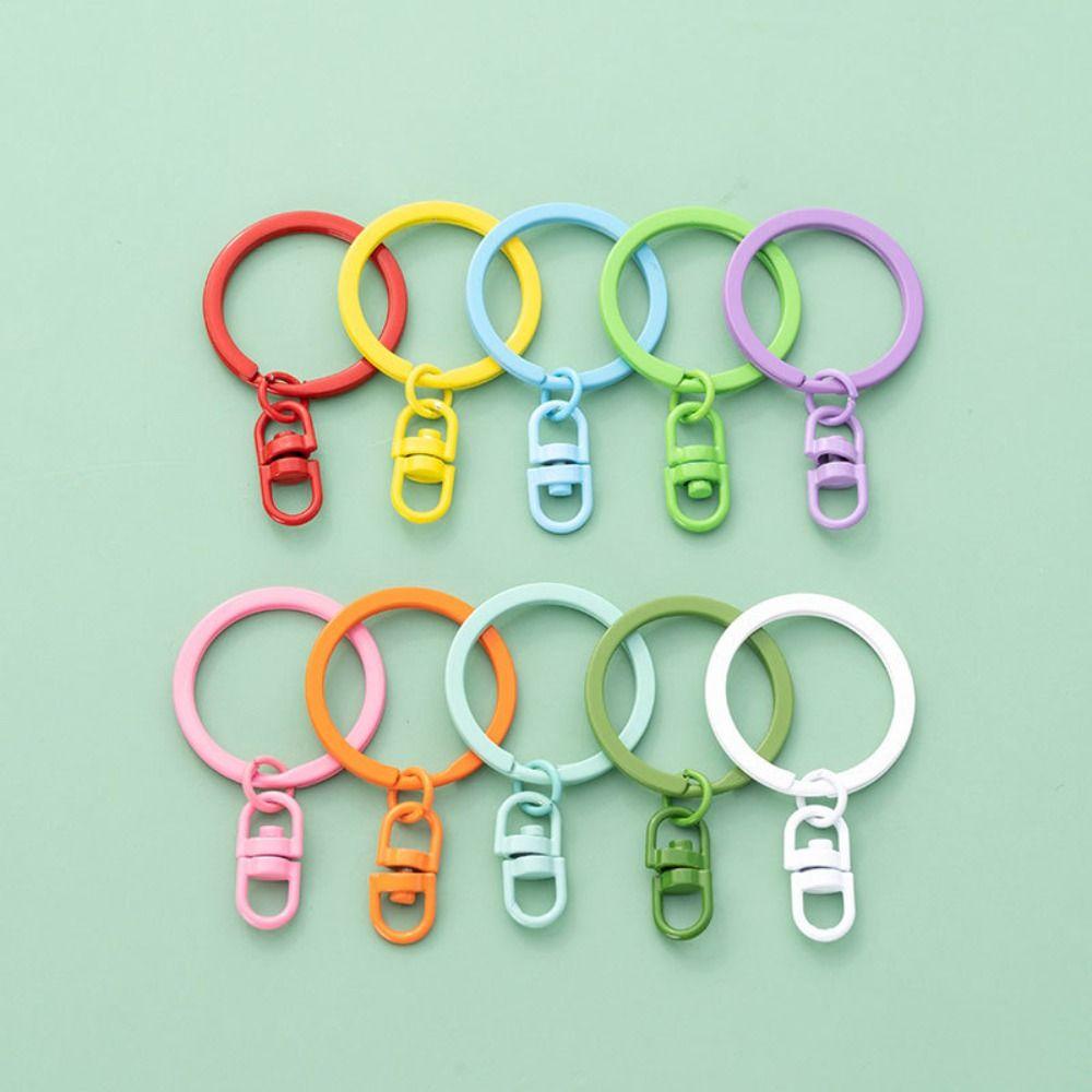 Mxbeauty Rotating Key Buckle Diy Pendant 10pcs Candy Color Perhiasan Diy Warna Murni Sederhana Keyring Aksesori