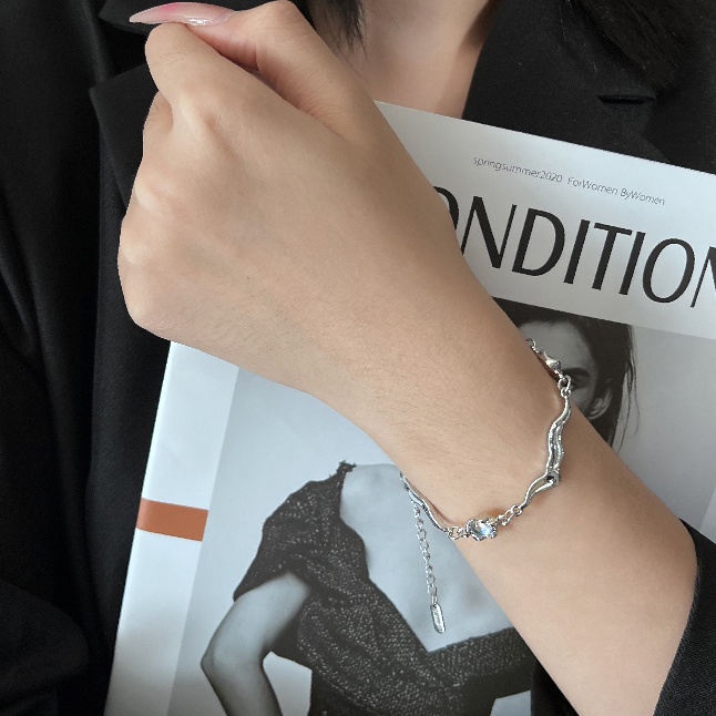 Korea Y2k Gelang Perak Untuk Wanita Fashion Opal Adjustable Bracelets Perhiasan Aksesoris