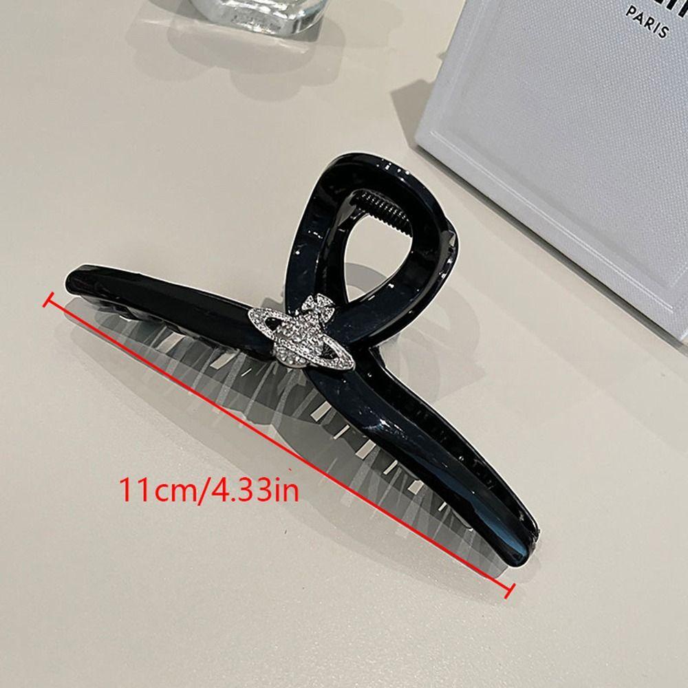 Agustinina Planet Hair Claw Back Head Elegant Retro Shark Clip Hair Clip Diamond Ponytail Holder Besar Ambil Klip Aksesoris Rambut