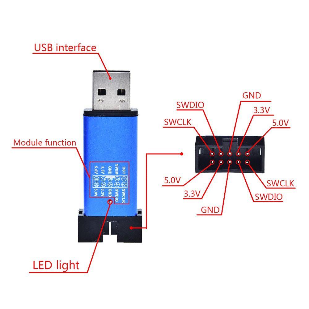 Populer 2pcs ST-Link V2 Programmer Programmer Warna Acak Dengan Penutup DuPont Kabel Line Burner