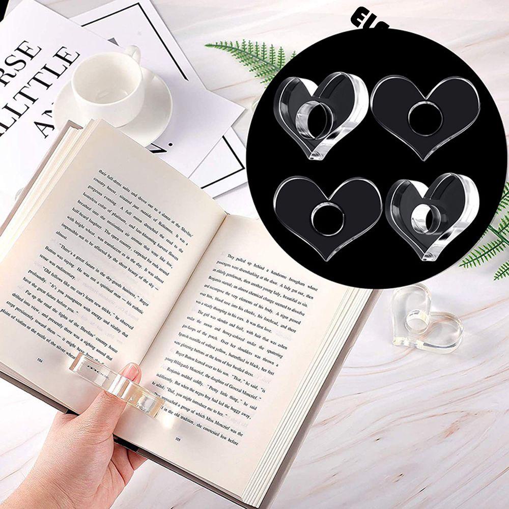 [Elegan] Book Thumb Holder Nyaman Penopang Buku Akrilik Transparan Kantor Sekolah Multi-Fungsi Penanda Buku Hati
