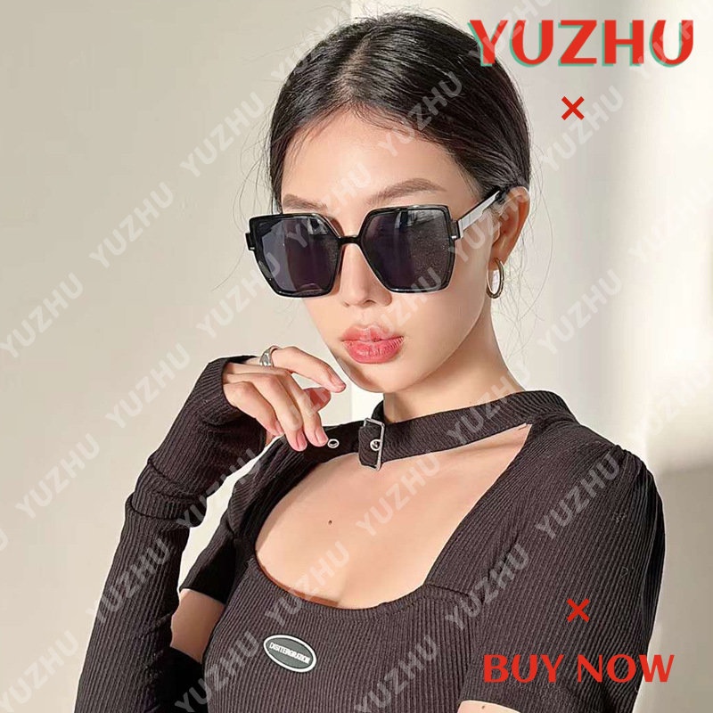 (YUZHU) Vintage Fashion Oversized Square Frame Sunglasses Untuk Wanita Korea Fashion Gradient Frame Sunglasses