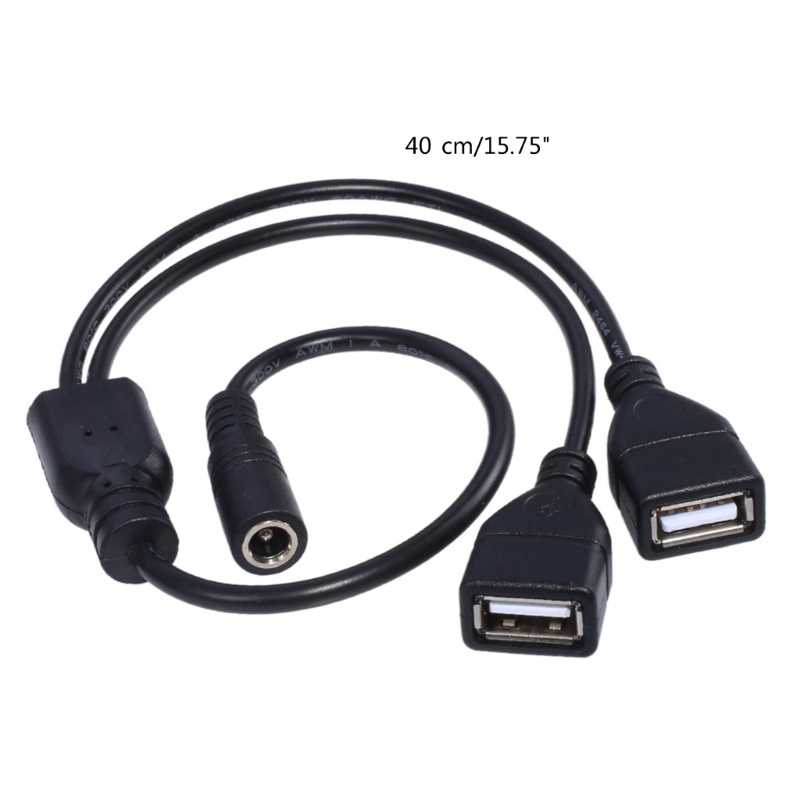 Cre Kabel USB Ke DC, Kabel Cas Daya DC 5.5x2.1 mm 5V, Colokan Jack Barel Elektronik DC 5.5X2.1mm Female to 2usb Fe