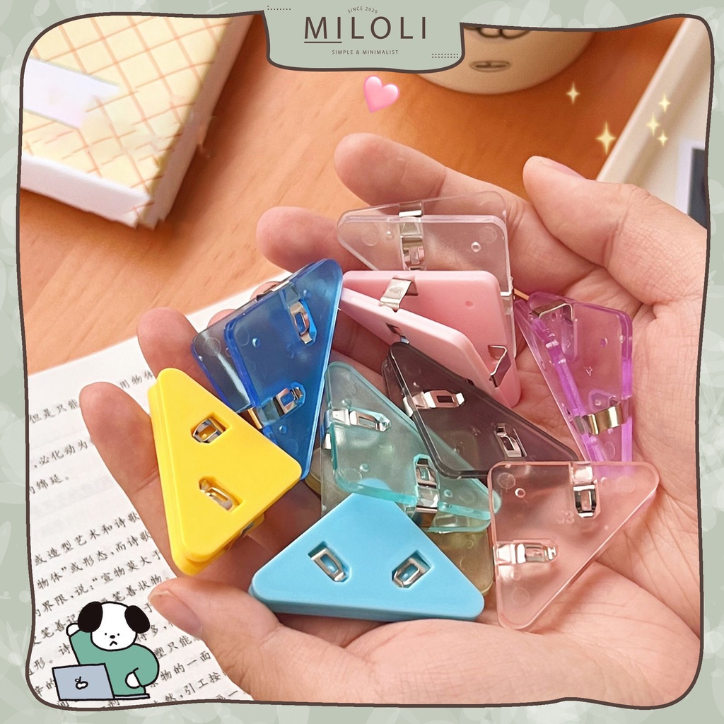 

[MILOLI] Klip Kertas Segitiga Penjepit Transparant Solid Paper Clip Multifungsi - F0190