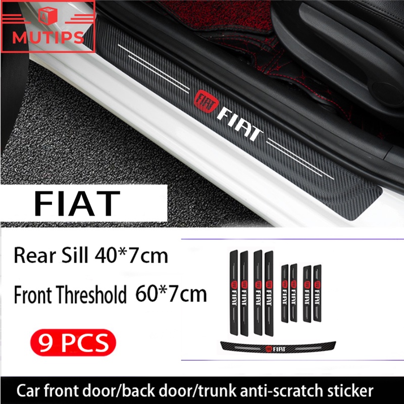 Fiat 9Pcs Stiker Pintu Mobil Carbon Fiber Sill Protection Auto Anti Gores Anti Slip Untuk Punto Palio Argo Stilo Strada Uno Toro 500 Bravo Mobi
