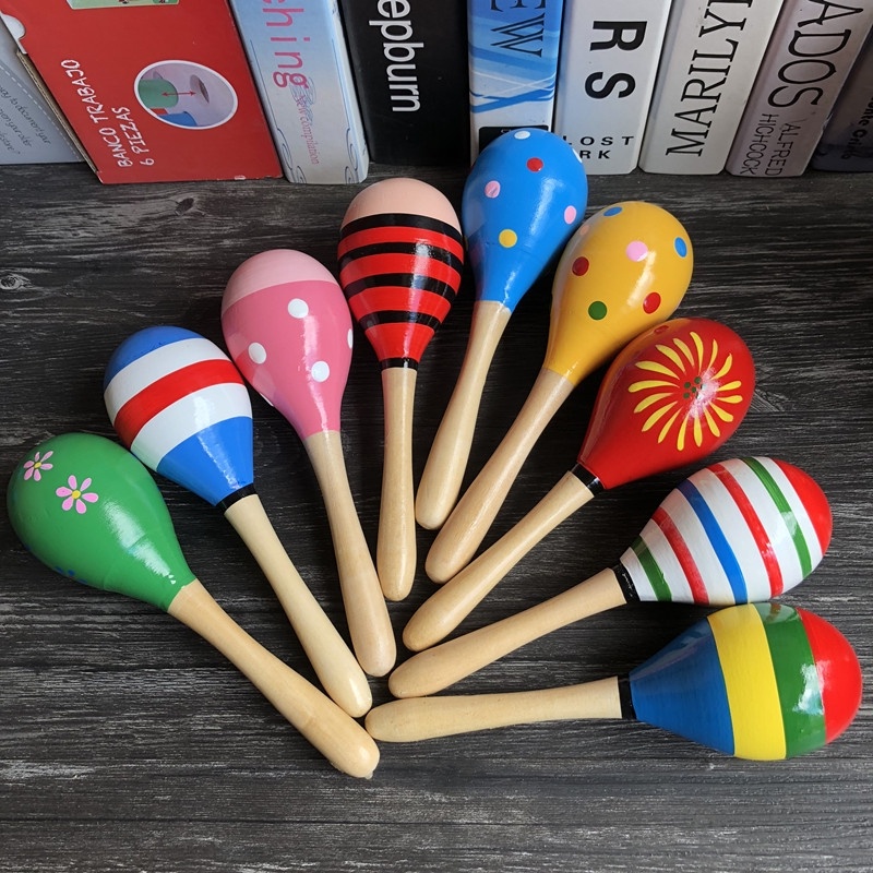 WE Baby Maracas Kayu Mainan Kerincingan Kayu Bayi Wooden Rattle Marakas Kayu Genggam