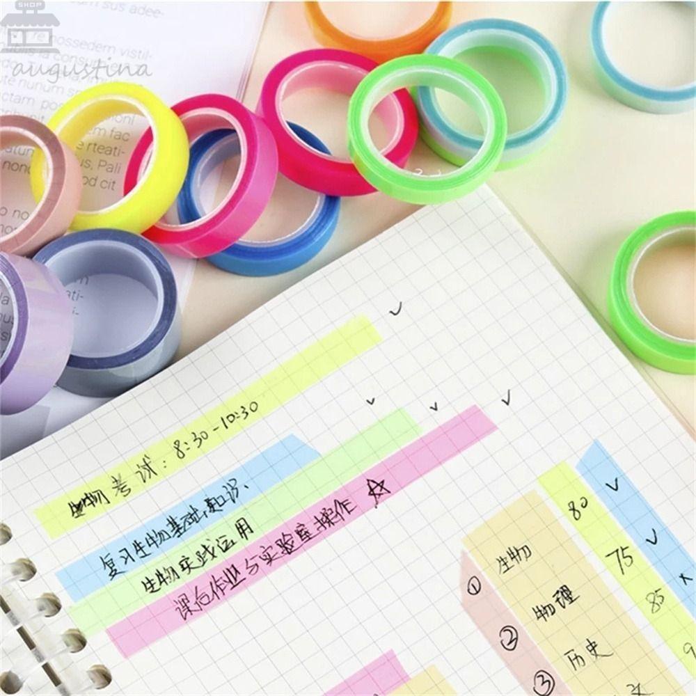 Agustina Stationery Tape Kantor Anak Kado 5m Fluorescent Stationery PET Sticky Note