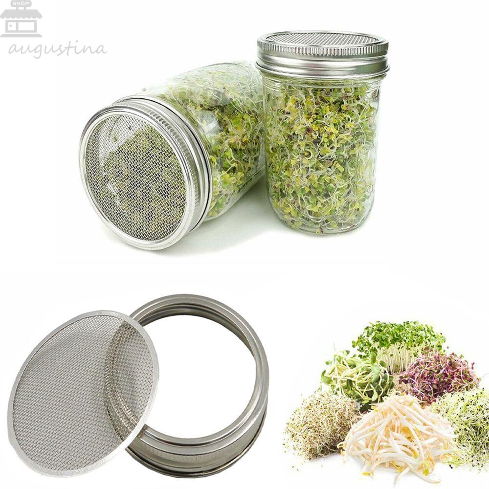 Tutup Bertunas Agustina Perkecambahan Saringan Stainless Steel Untuk Nampan Pembibitan Mason Jar