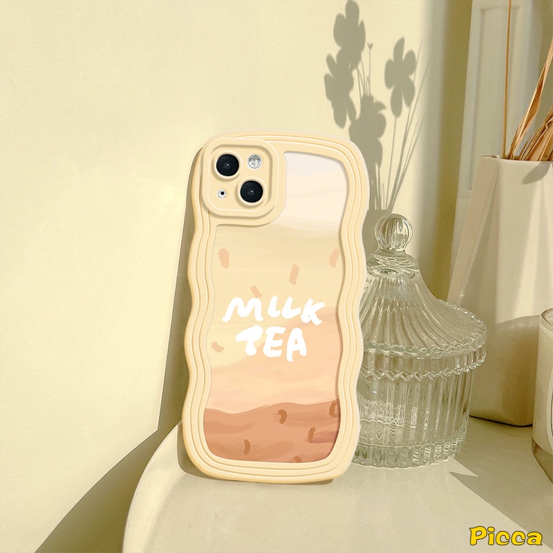 Casing Bunga Redmi Note10 11 11s 9s 9 8 10s 11 Pro Max Redmi 10A A1 10C 9A 10 9T 9 A1+9C NFC POCO X3 NFC Pro M3 Mi 11T Pro Fresh Flowers Milk Tea Wavy Edge Soft Casing Tpu