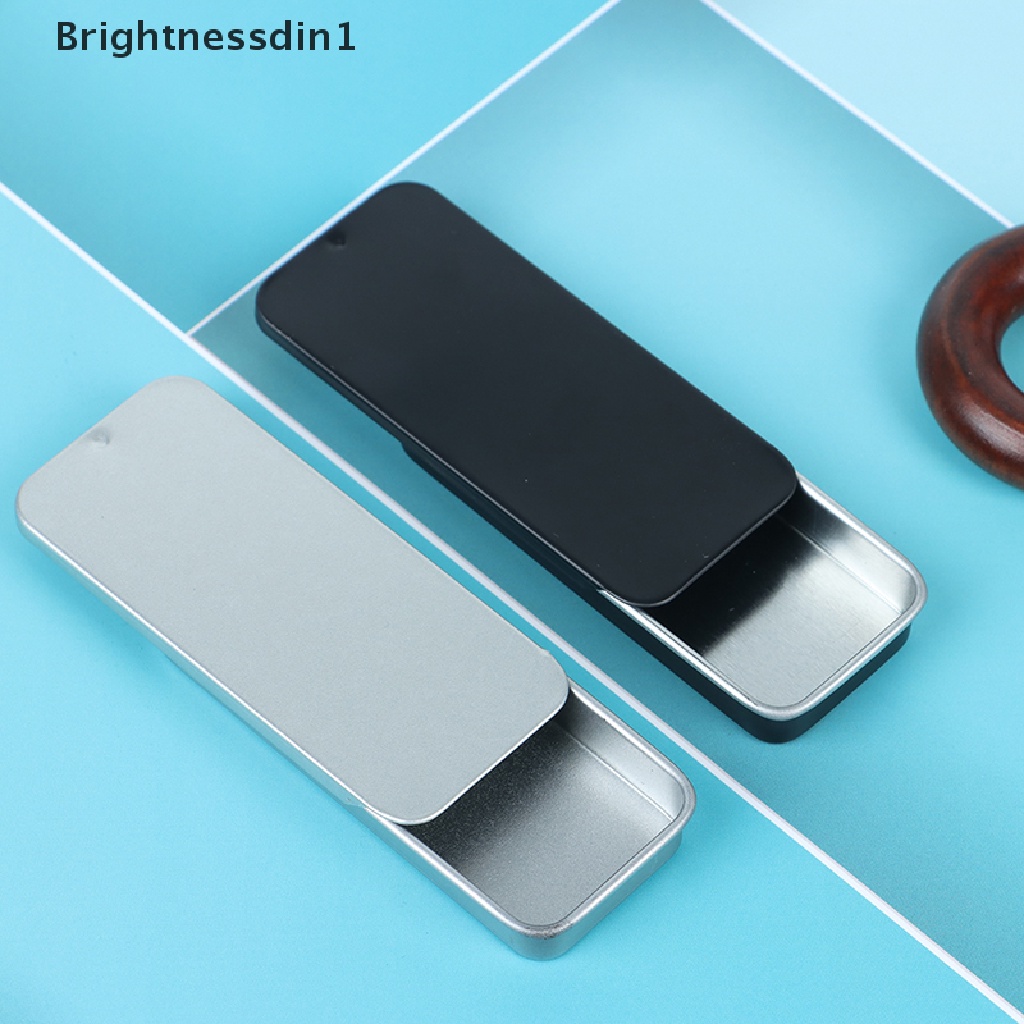 [Brightnessdin1] Kotak Kaleng Portable Mini Besi Slide Penutup Penyimpanan Perhiasan Pill Cases Wadah Bisa Butik