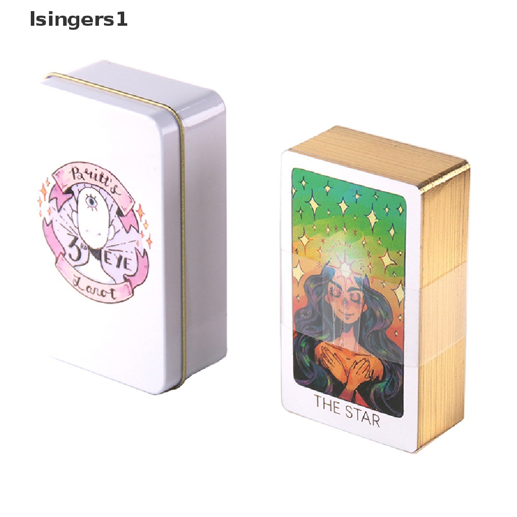 [lsingers1] Tin Box Kartu Tarot Mata Ketiga Dek Ramalan Permainan Papan Pesta w/Butik Manual