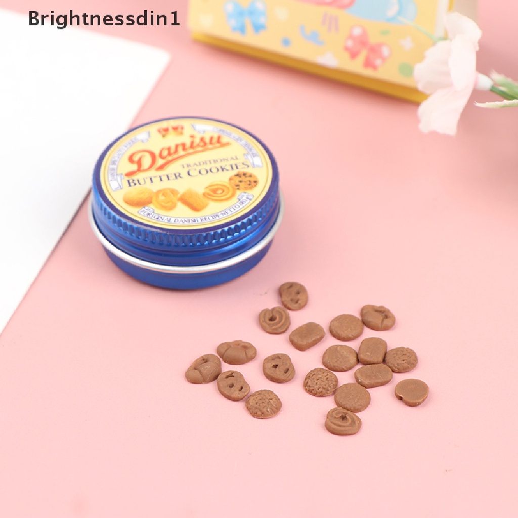 [Brightnessdin1] 1: 12rumah Boneka Miniture Dessert Cookies Cookie Tin Boneka Makanan Mainan Aksesoris Butik
