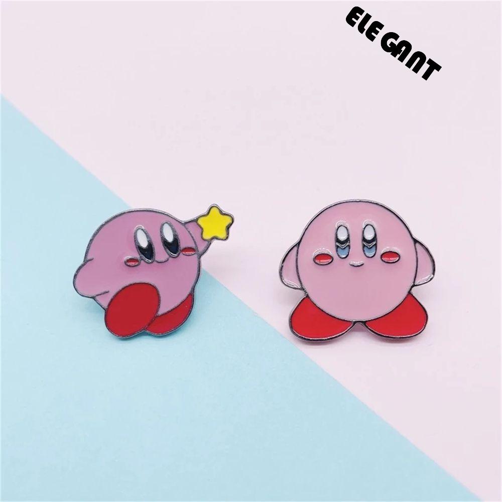 [Elegan] Kirbyy Pin Perhiasan Tas Sekolah Dekorasi Anime Merah Muda Pin Logam Kerah Pin Cosplay Lencana