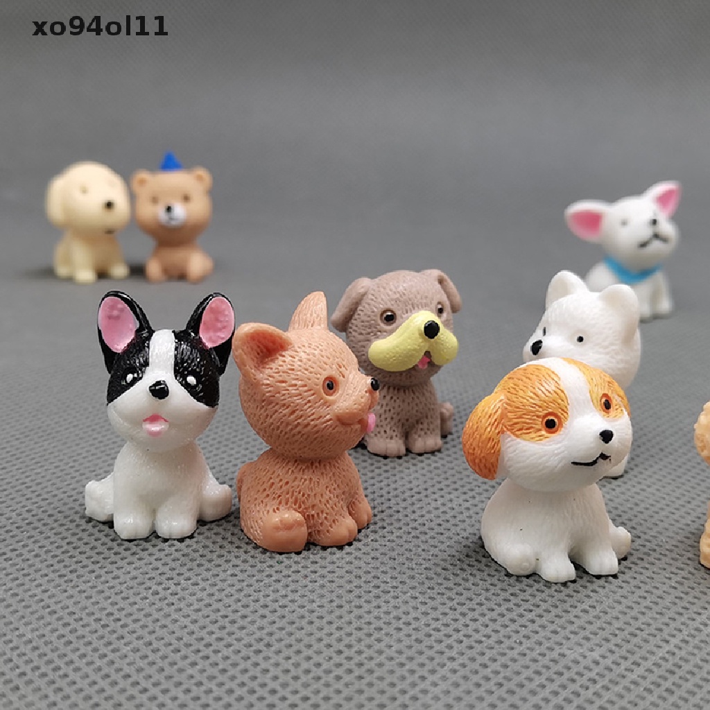 Xo 9Pcs Simulasi Mini Hound Pug Dog Patung Miniatur Hewan Model Figure Mainan OL