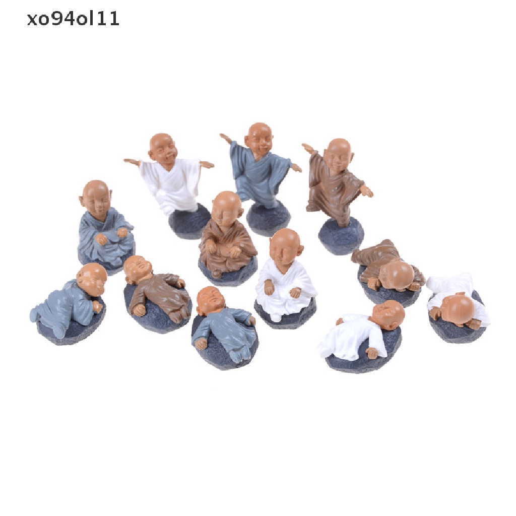 Xo 4pcs Miniatur PVC Meditasi Monk Lanskap Mikro Rumah Boneka Dekorasi Mobil OL