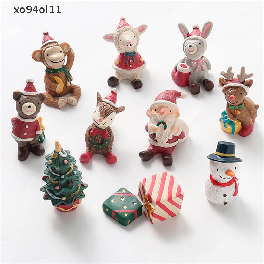 Xo Pohon Natal Elk Mini Hewan Pernak Pernik Dekorasi Kamar Resin Christmas Gift OL