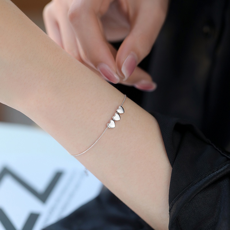 Papaozhu Sederhana Baja Titanium Jantung Ular Rantai Gelang Untuk Wanita Perempuan Gaya Peach Jantung Pergelangan Tangan Rantai Chic Gelang Semua Pertandingan Perhiasan Pakaian Sehari-Hari