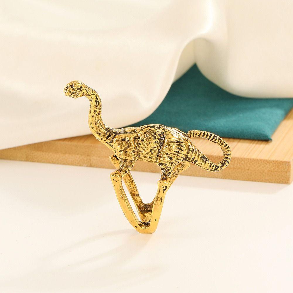 Mxbeauty Y2K Unisex Cincin Pesona Street Style Vintage Trendy Dinosaurus Kepribadian Hewan Jari Aksesoris Untuk Pria Wanita Serangga Alloy Ring