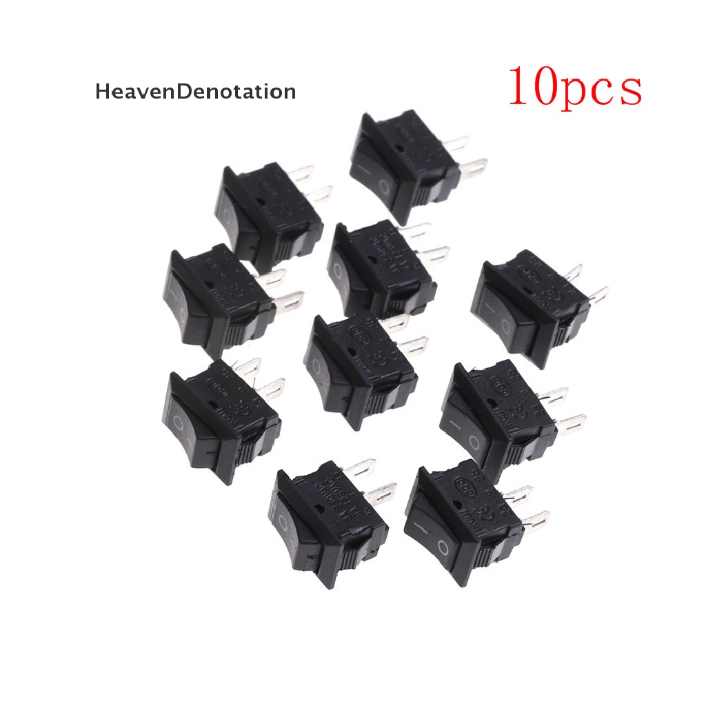 [HeavenDenotation] 10pcs 10 * 15MM Rocker Switch Hitam Kecil KCD1-11 250VAC/3A 6A 125V AC 2P Saklar HDV