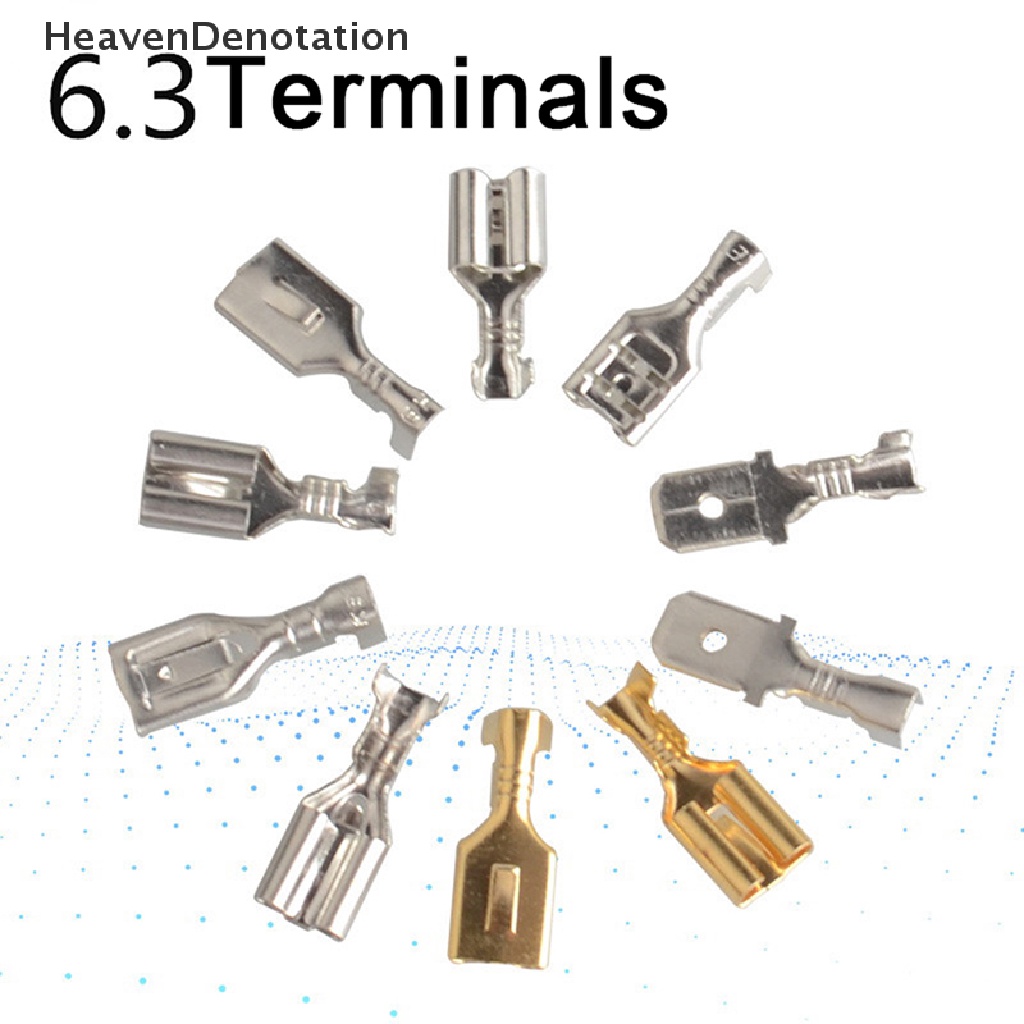 [HeavenDenotation] 50pcs 6.3 Crimp Terminal Konektor Spade Pria Wanita Terminal Crimping HDV