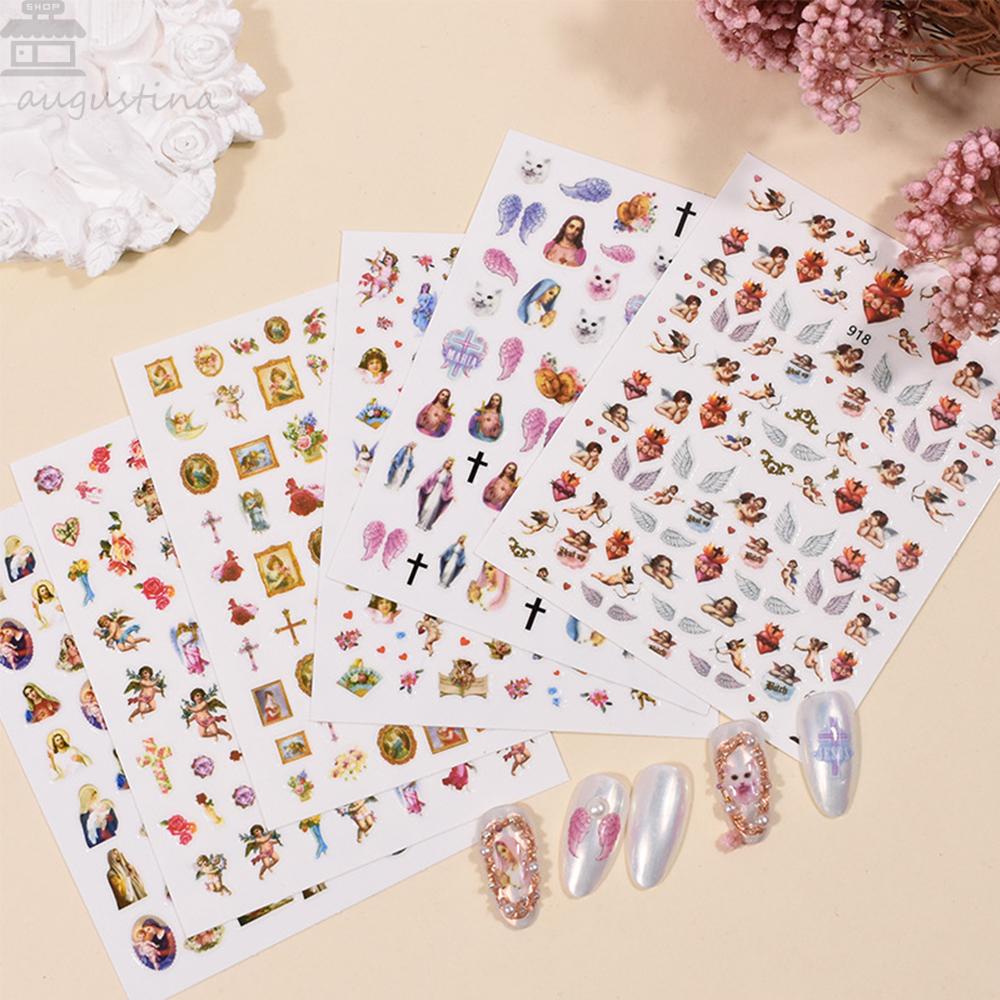 Agustina Angel Stiker Kuku 3D Self Adhesive Bunga Kembali Lem Cupid Mary Nail Art Dekorasi