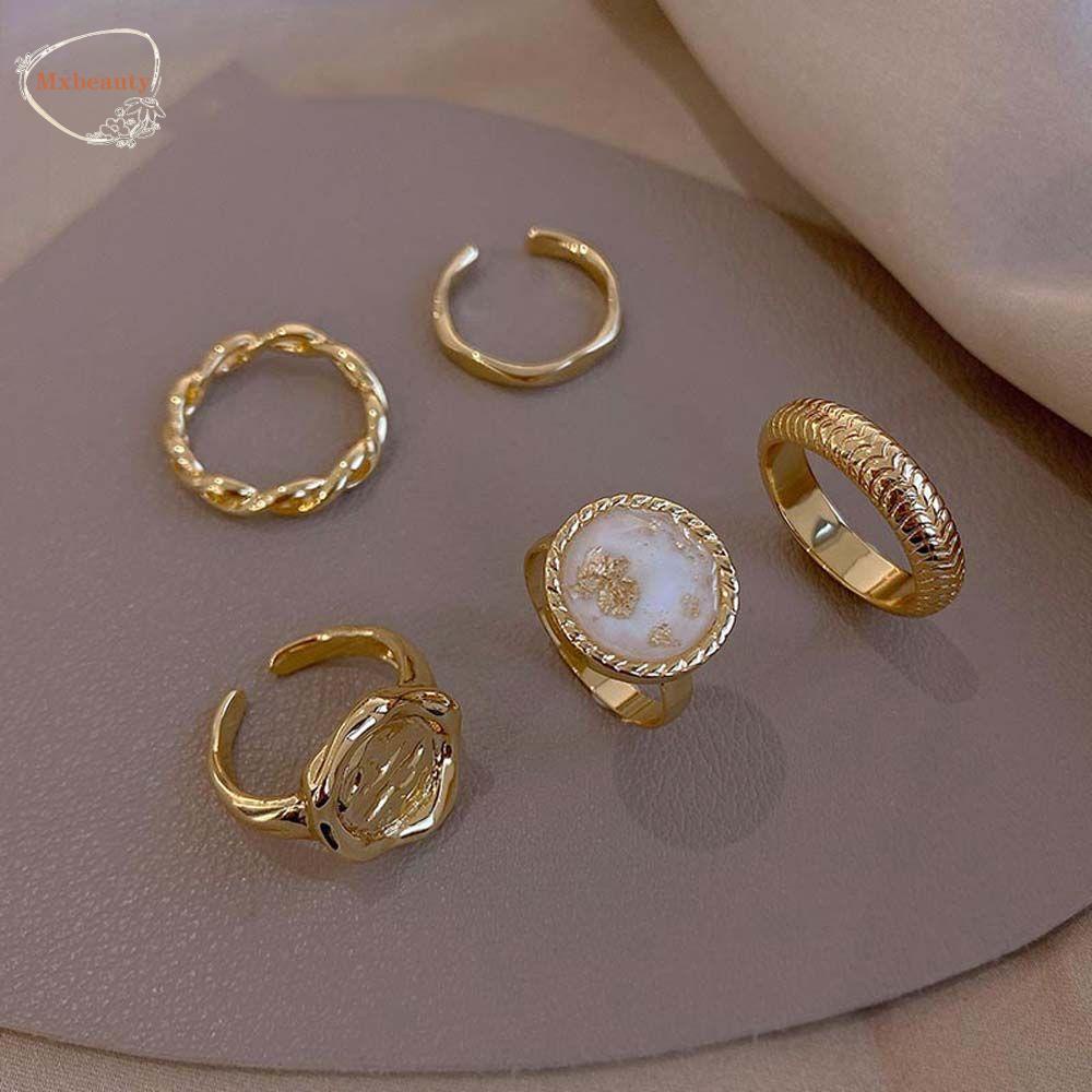 Mxbeauty Wanita Jari Cincin Elegan 5 Pcs/Set Pesta Perhiasan Anniversary Cincin Retro Lady Jari Telunjuk Rings