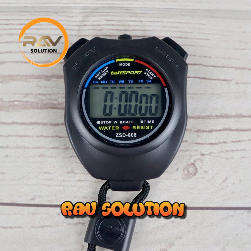 TaffSPORT Stopwatch Profesional LCD dengan Strap - SET A RAV SOLUTION