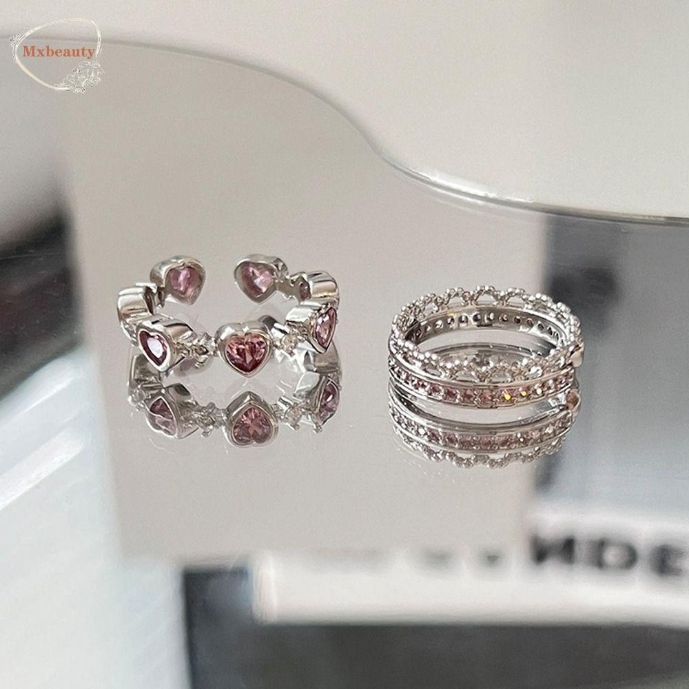 Mxbeauty Wanita Cincin Keren Manis Berkilau Niche Desain Gadis Hadiah Berlian Imitasi Ins Gaya Zirkon Perhiasan Fashion