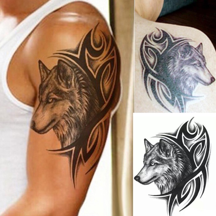 Sticker Tattoo Temporary - Tato Temporer - Tato Tulisan Tato Gambar - Serigala